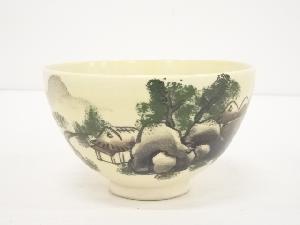 竜仙造　風景図茶碗